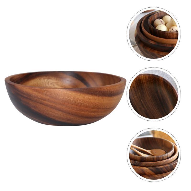 8X6CM Natural Wooden Salad Bowl Fruit Decoration Practical Bowl Household Kitchen Wooden Bowl Tableware Restaurant Kitchen