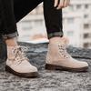 Fashion Brown Suede Boots for Men Classic Leisure Cowboy Boots Men Fur Warm Mens Leather Ankle Boots Plus Size 48 bota masculina
