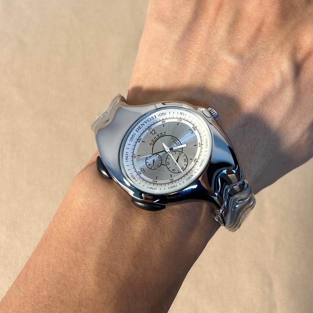 1pc men's irregular y2k non mechanical watch twisted retro fashion quartz watch