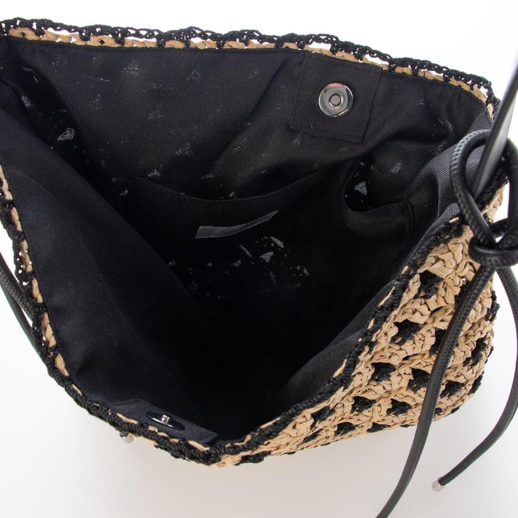 Knit Tote Basket Bag Color-block One-handle