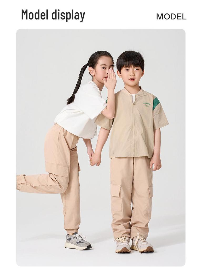 Spring & Autumn Kids' Mosquito-Proof Cargo Pants – Girls' Solid Color Casual Wear