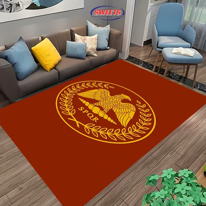 Tappeto con Stampa Logo Romano Vintage Classico Soggiorno Camera da Letto Ufficio Comodino Bagno Tappetini Pavimento Decorazione Casa Tappeto Regalo Arrivo Rapido