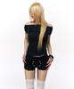SCHISM INDUCING Offshoulder Shirring Button T Shirt Black