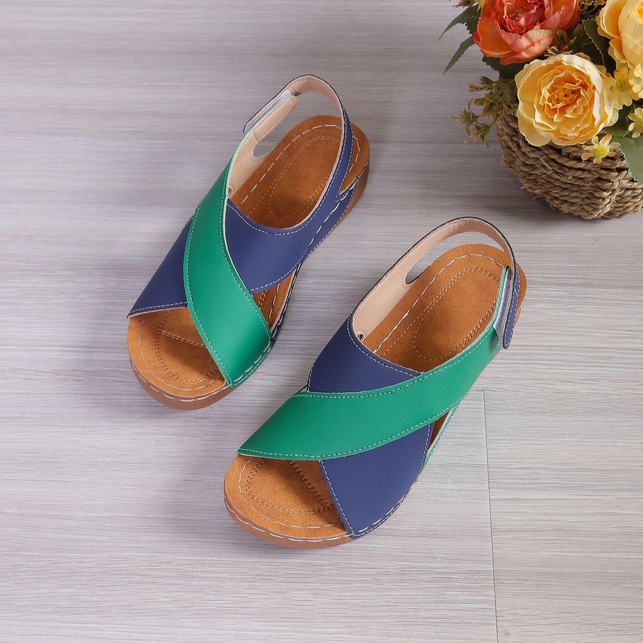 

Сандалии на танкетке для женщин, летняя удобная нескользящая пляжная обувь, уличные сандалии, женская обувь для ходьбы, пляжная женская обувь 36 морская волна