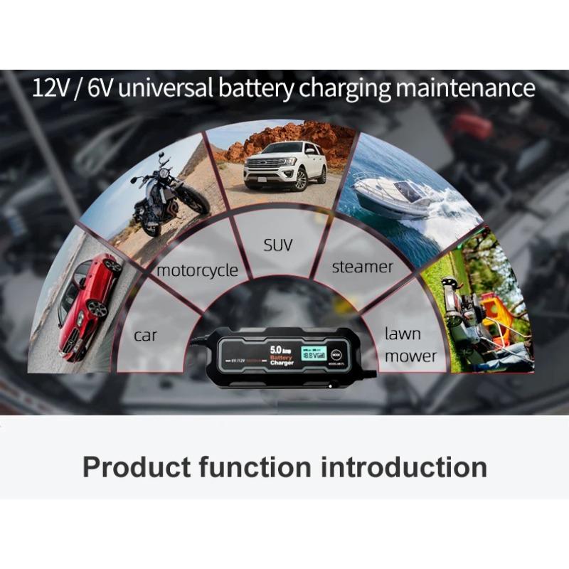Wielozabezpieczeniowa 5000mA Ładowarka Akumulatora Samochodowego 6V/12V Pełna Automatyczna Inteligentna Ładowarka Akumulatora Samochodowego Motocyklowego dla Samochodów