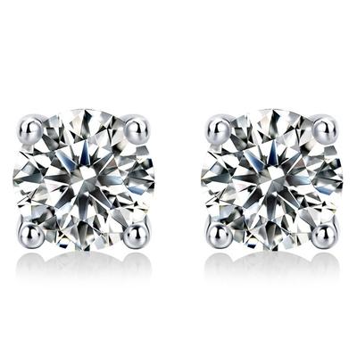 Plata de Ley 925 3ex Redondo 2ct Vvs1 Pasa Prueba Diamante D Moissanita Pendientes de Tuerca Para Mujer Regalo