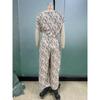 Women Off Shoulder Abstract Print Belted Wide Leg Elegant Jumpsuit