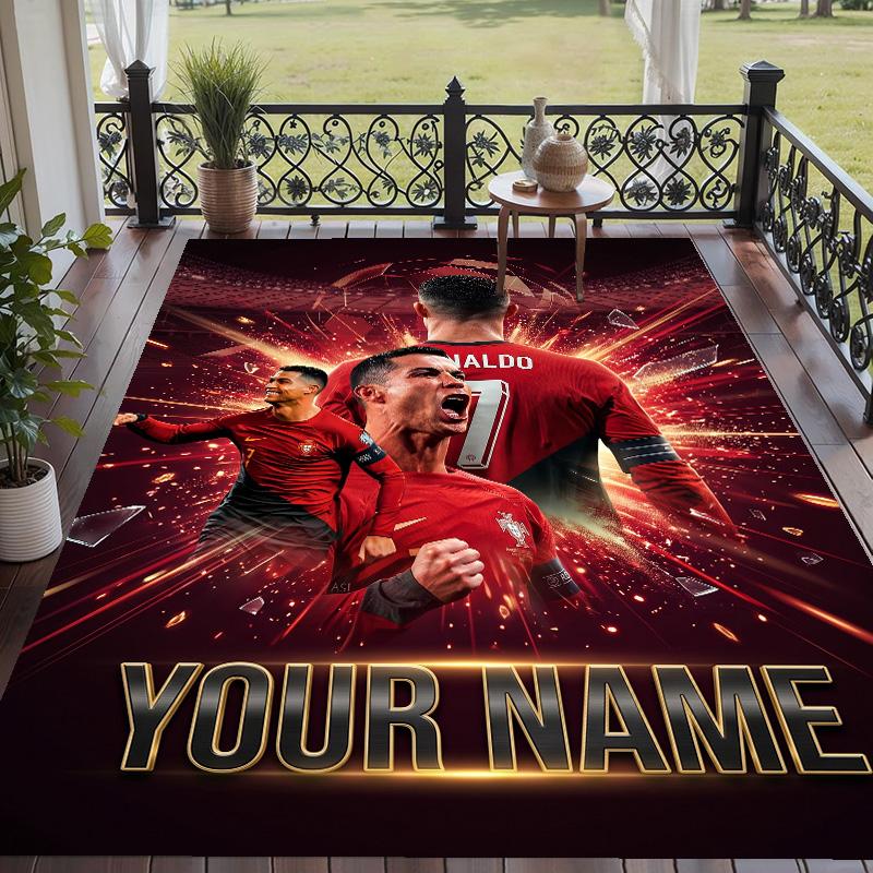 Custom Text Printed Rug Cristiano Ronaldo Non Slip Floor Carpet For Home Room Decor