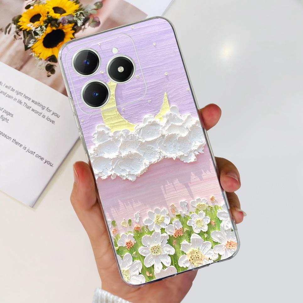 Voor Realme C63 C61 Narzo N61 N63 Hoesje Bloemen Vlinder Dames Mode Achterkant Transparant Zacht Slank Siliconen Bumper Shell