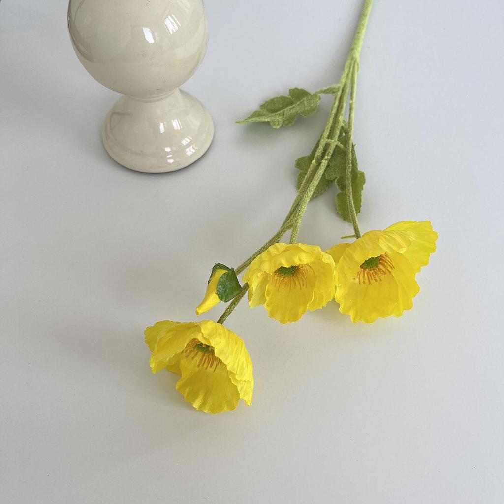Silk Flocked Poppy Artificial Flowers for Wedding, Home Décor, and Photography Props