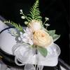 Elegant Blue Bridal Car Mirror Plant Ornament Synthetic Cloth Arrangement For Outdoor Wedding Event