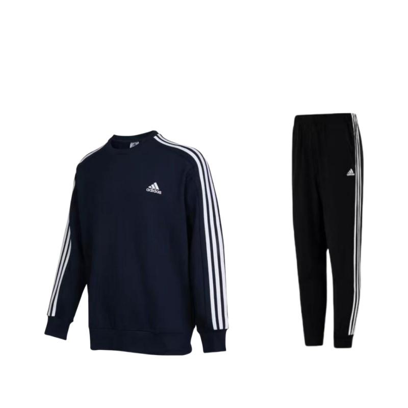 

Adidas Striped Crew Neck Long Sleeve Knit Top Vintage Sports Cuffed Pants Sweatshirt Set Unisex Sets H46105+IC9318 S