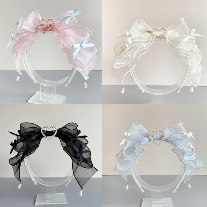 Spitzen Schleifen Haarband Mädchen Haar Stirnbänder Cosplay Perlen Perlen Haarband Kopf Reifen Kopfschmuck Haarschmuck