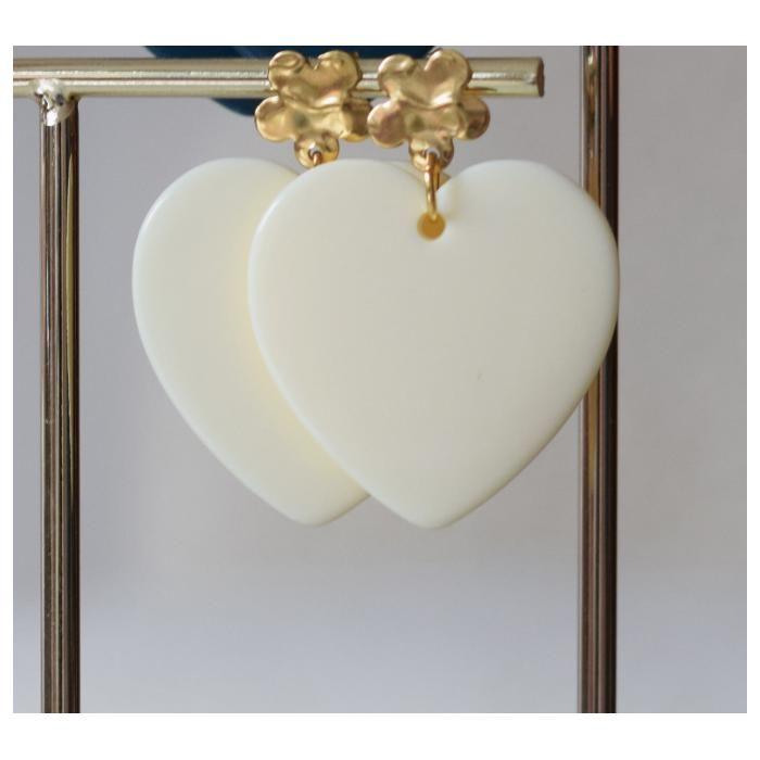 ATELIER MARPO - Boucles D'Oreilles Coeur Lovie Ivoire