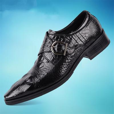 Fashion Men's Crocodile Grain Leather Dress Shoes Man Casual Pointed Toe Oxfords Mens Lace-Up Business Office Oxford Shoes