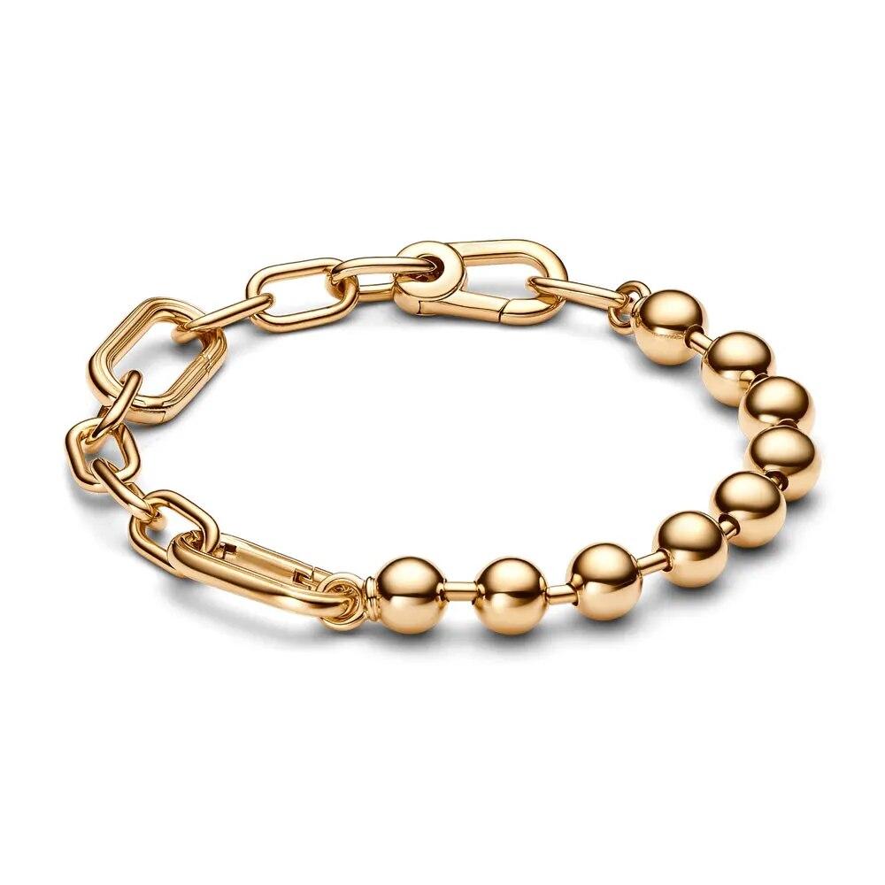Bracelet en laiton plaqué argent pour femmes, chaîne à maillons en perles, bijoux fins, adaptés aux breloques, nouvelle Collection Me 2022