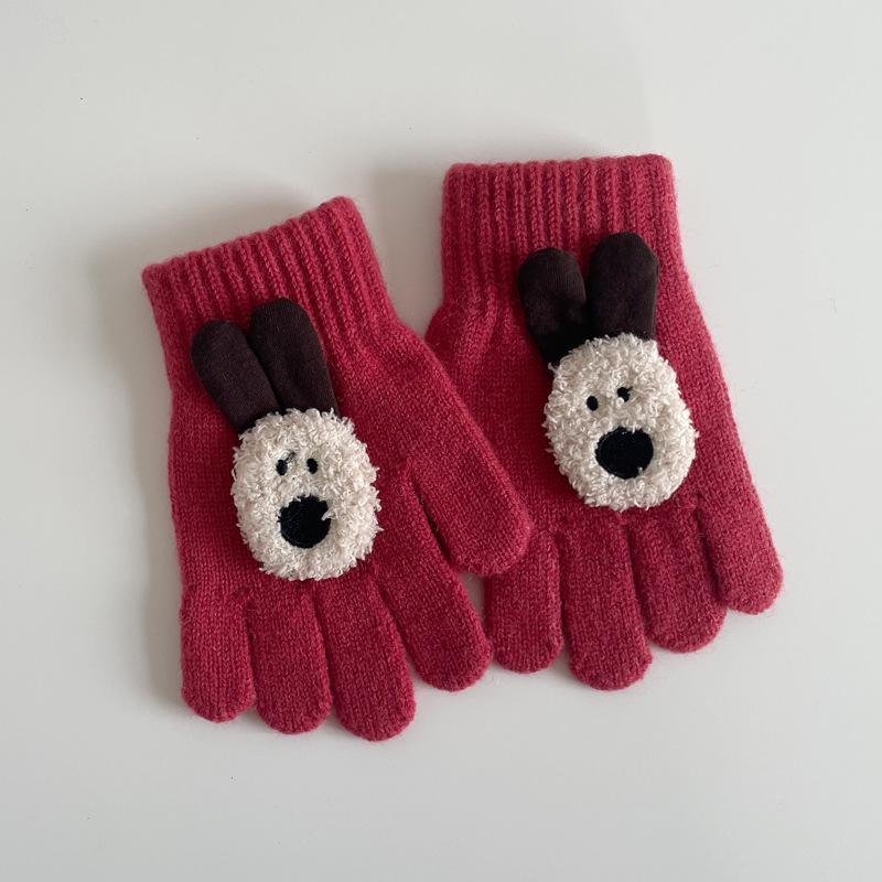 Children's Winter Plush Five-Finger Gloves - Warm, Trendy Gloves for Boys & Girls, Perfect for Outdoor Cold Protection & Writing.