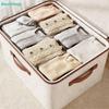 Foldable Fabric Clothes Storage Boxes - Washable Moisture-Proof Organizer Bins with Lock & Handles for Closet