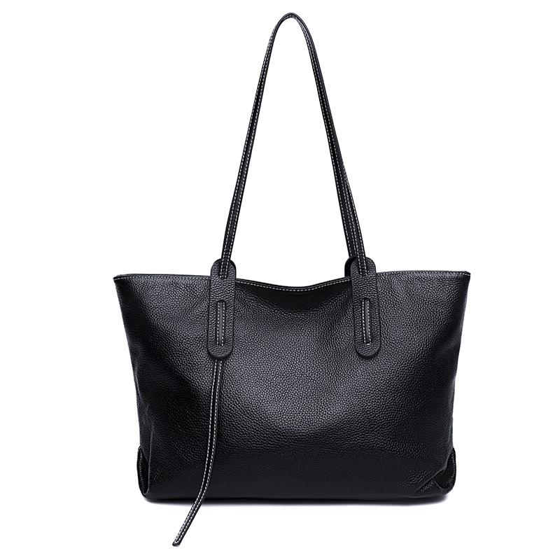 Leather large bag women's new trendy fashion simple shoulder bag first layer cowhide large capacity tote bag