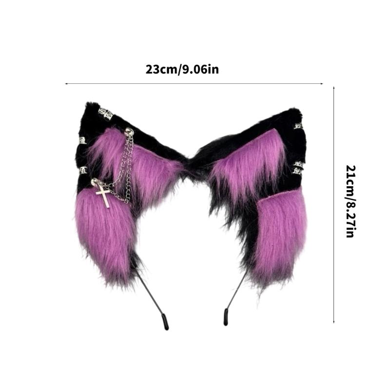 Furry Animal Ear Hairband Halloween Costume Accessory For Adults Kids Multiple Color Option Soft Practical Role Play