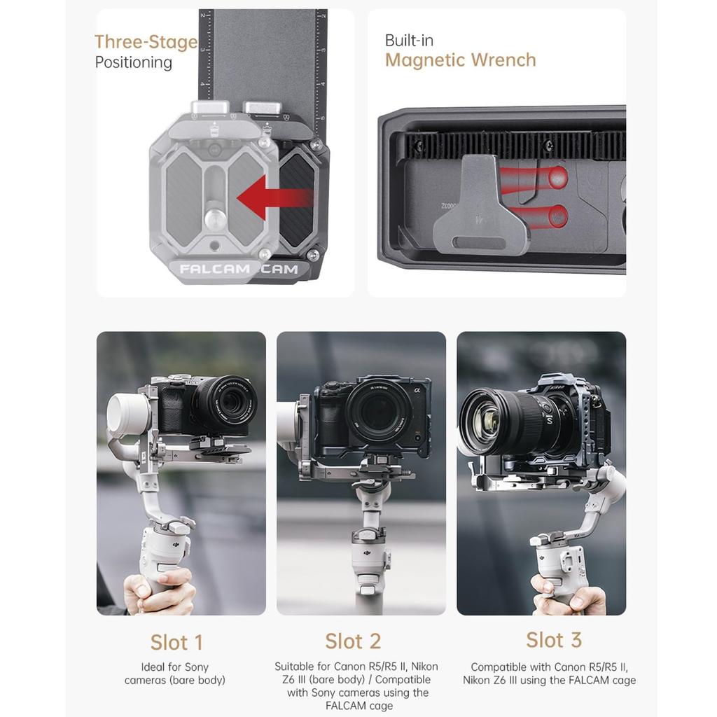 EACHSHOT FALCAM F38 Quick Release Camera Plate Kit for DJI RS4 Mini Gimbal Stabilizer F38B5201 6061 Aluminum Alloy Anti-Flex V2 Mount