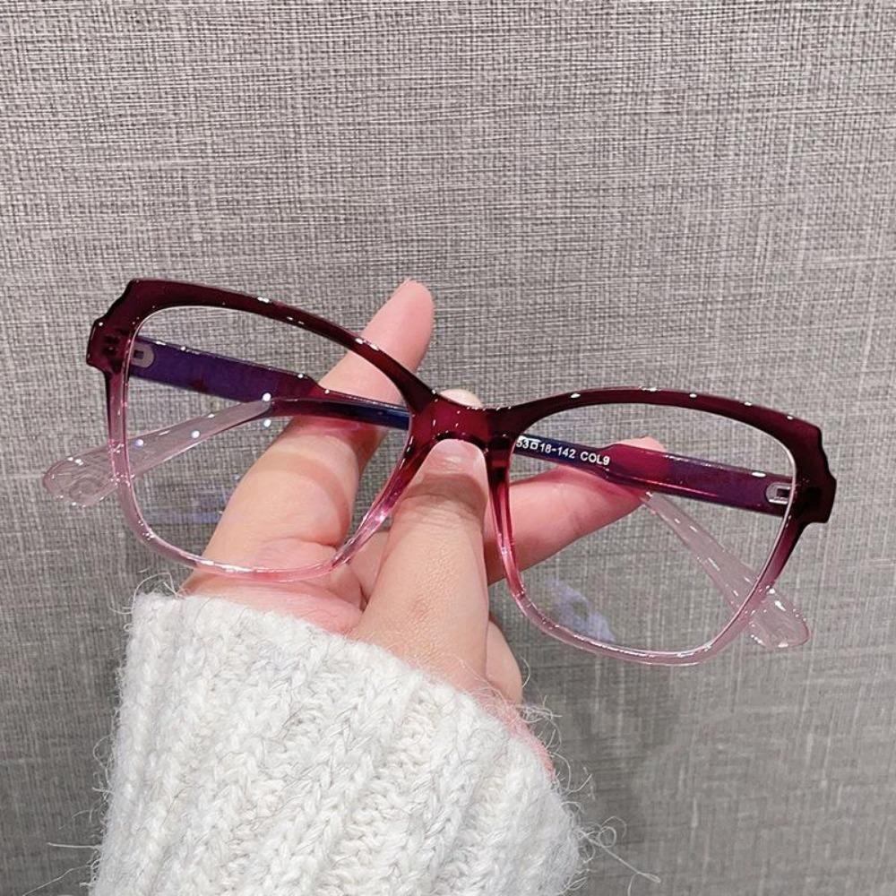 Elegant Women Luxury Brand Computer Glasses Gradient Irregular Big Frame Reading Glasses Anti Blue Light Prescription Eyeglasses