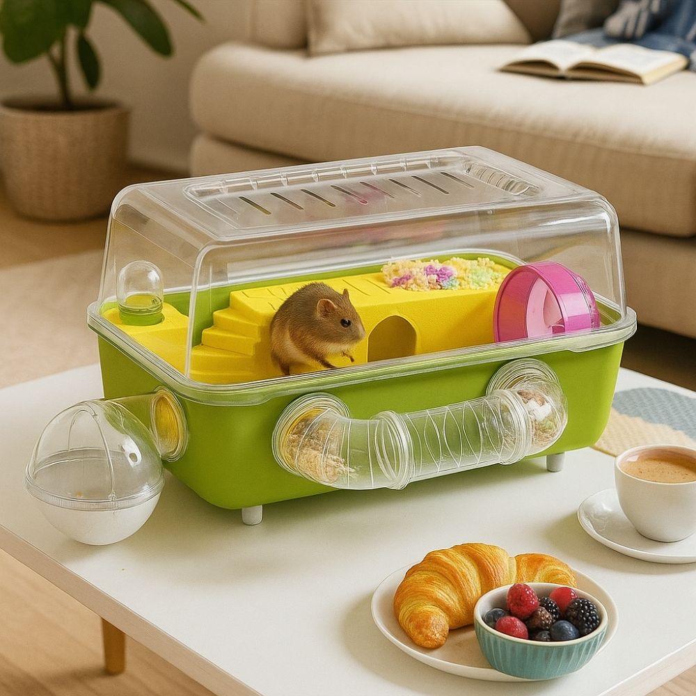 Running Wheel Hamster Cage Double Clear Pet Habitat Hamster Luxury Villa  For Hamsters Hedgehogs