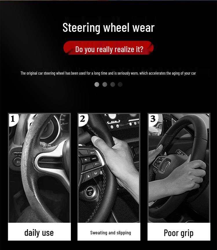 Genuine Leather Suede Carbon Fiber Steering Wheel Cover for JMC Ford Territory 2019-2021, Universal All-Season Model