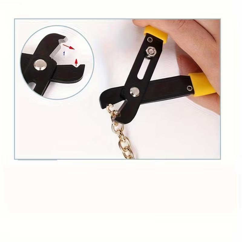 Jewelry Making Clamp - 2-Tone Manual Tool for Opening Bag Chains, Cutting Chains, Toothless Grip & Adjustable Wire Stripper