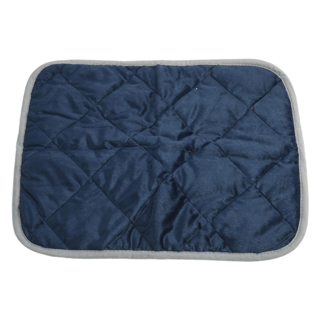 Pet Warm Pad Cat Heat Mat Dog Sleeping Bed Mat Cushion Skidproof for Home Winter Dark Blue with Grey Trimming L