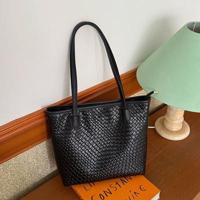 Bag Women's Autumn and Winter New Woven Pattern Tote Bag Large Capacity Simple Women's Commuter Bag