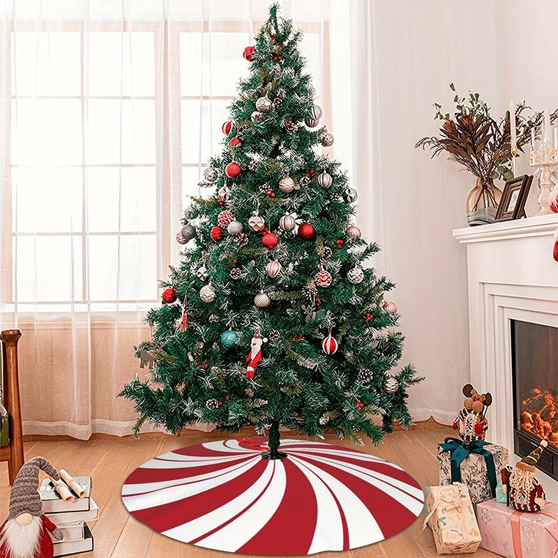 1PC Candy Christmas Tree Skirt Snowflake Christmas Decoration Skirt Christmas Holiday Short Plush New Year'S Party Double Swirl