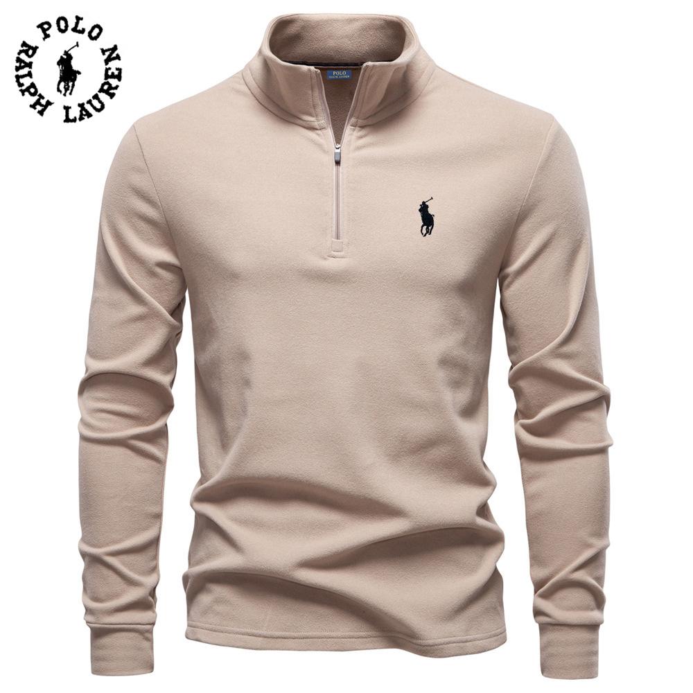 

Polo Ralph Lauren 2025 Осень/Зима Вышитый Новый Большой Мужской Стойка-Воротник Половина Молнии Длинный Рукав Немецкий Вельвет Теплый Базовый Свитер XL