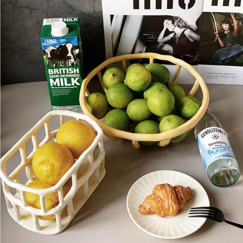 Hollow Resin Fruit Tray Home Living Room Desktop Fruit Plate Snack Candy Bowl Furnishings Cosmetic Storage Fruit Basket Holder