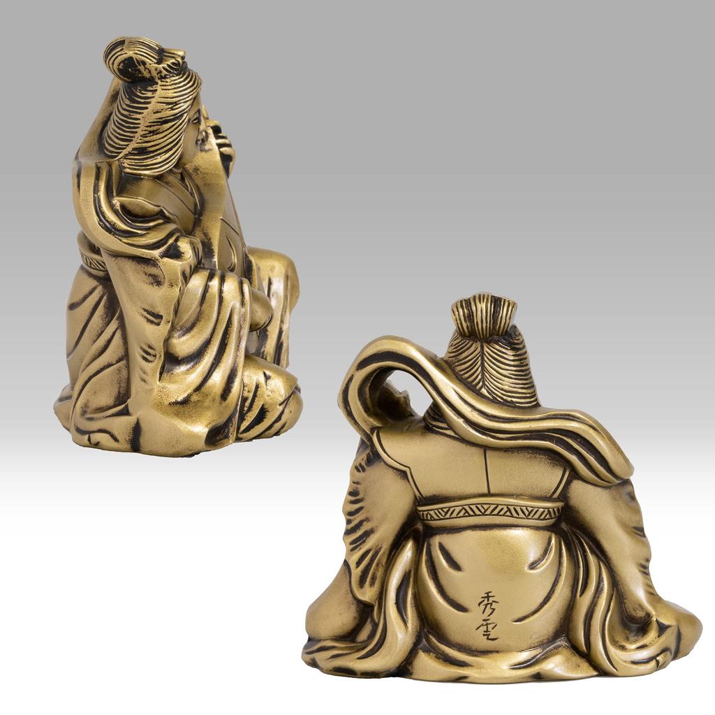 Seven Lucky Gods of Good Luck Benzaiten Silky Gold Buddhist Hideun Makita Buddha Statue Ornament Takaoka Copperware Sculptor Prototype_Kobiki