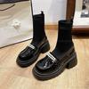 Gruba podeszwa Damskie Botki w stylu brytyjskim Elastyczne Botki za kostkę Elastyczne Botki typu skarpetka Gruba podeszwa Platforma Codzienna Moda Wsuwane Botas