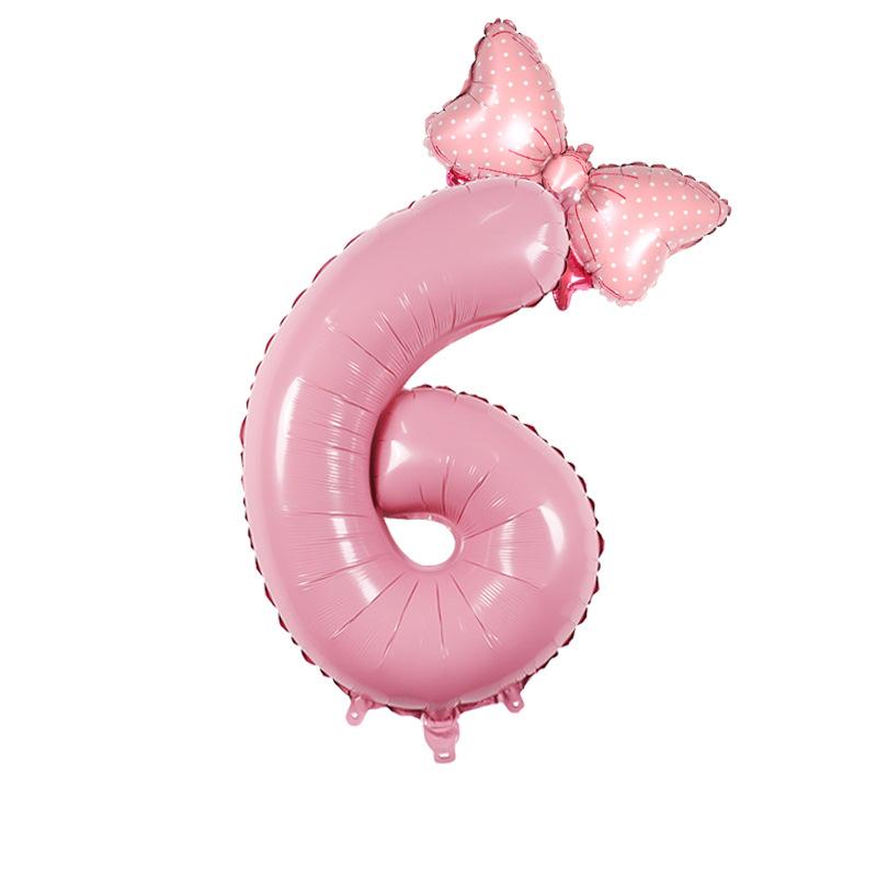 1Pc Large 32inch Number Pink Blue Foil Balloon With Bow 1-9 For Kid Boys Girls Birthday Party Baby Shower Decorations Balloon