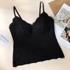 Pure lace suspender bra one-piece with chest pad, thin shoulder straps, thin outer wear and inner base.