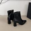 Fashion Pointed Toe Booties 2025 New Autumn and Winter Women's Boots Niche Design Sense Block Heel High Heel Boots