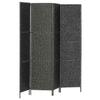 4 Panel Black Room Divider 154 * 160 Cm Woven Water Hyacinth