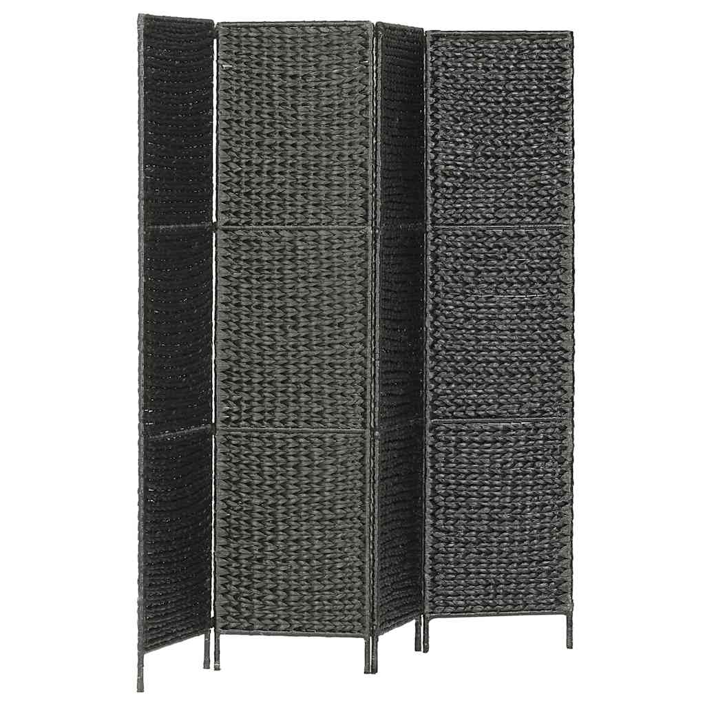 4 Panel Black Room Divider 154 * 160 Cm Woven Water Hyacinth
