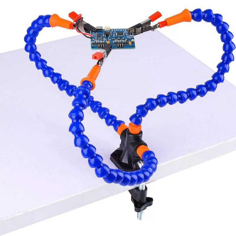 Strumento di supporto per saldatura a mano libera con pinza da tavolo, supporto per saldatura, supporto per PCB per saldatura, braccio flessibile, strumento per saldatura