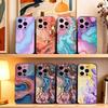 Luxury Pink Blue Oil Painting  Phone Case For iPhone 17, 16,15,14,13,12,11 Plus,Pro Max, Others Soft Black Cover