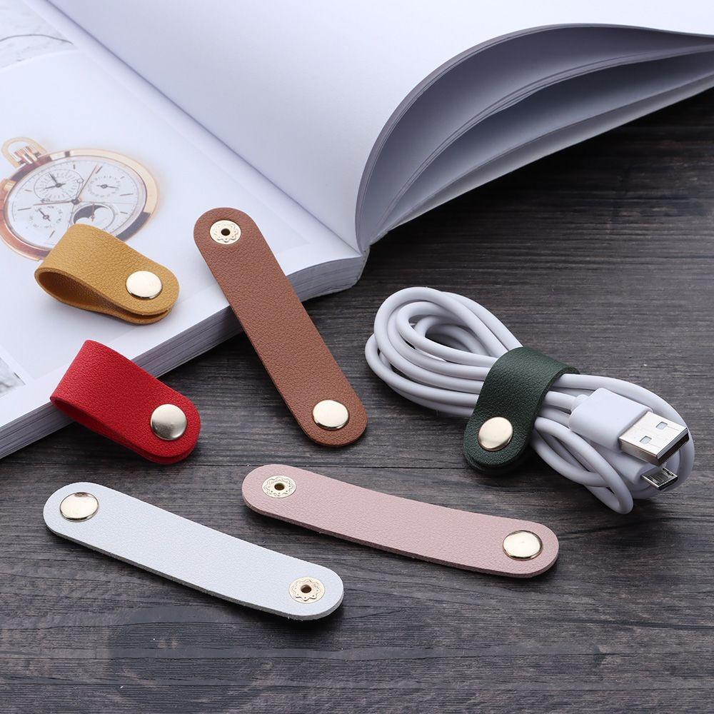 1Pcs Leather Cable Winder Wire Ties Cord Organizer Cable Strap Tie Wrap Cord Management Holder Keeper Earphone Wrap