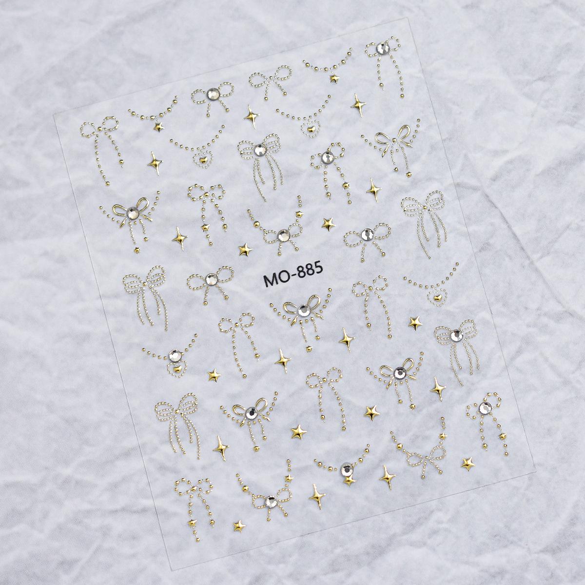 Crystal Embossed Bow Starburst Nail Stickers - Wearable and Creative Accessories