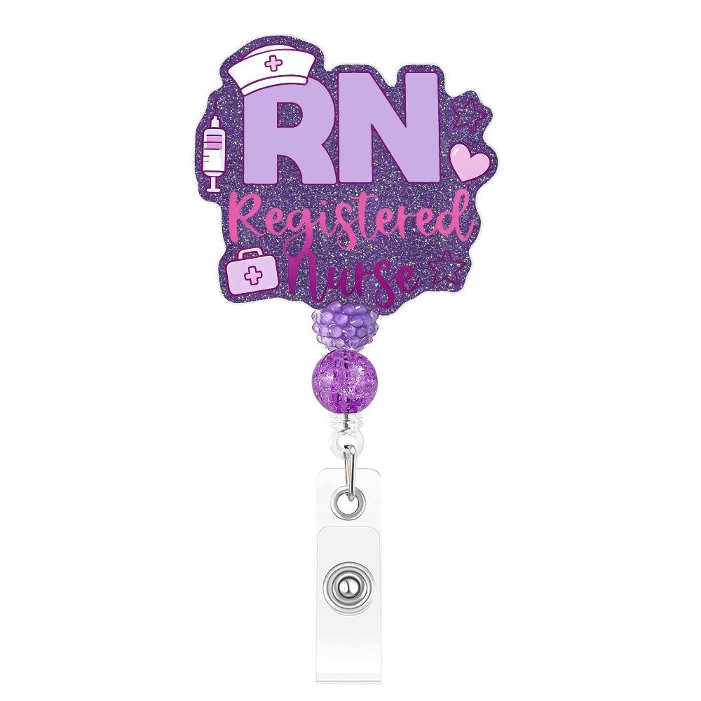 Retractable Structure Nurse Badge Reel Delicate Beaded Craft Beaded Badge Reel Gift Choice