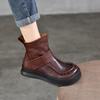 Johnature Vintage Genuine Leather Handmade Shoes Round Toe Short Boots Casual Versatile Women's Shoes