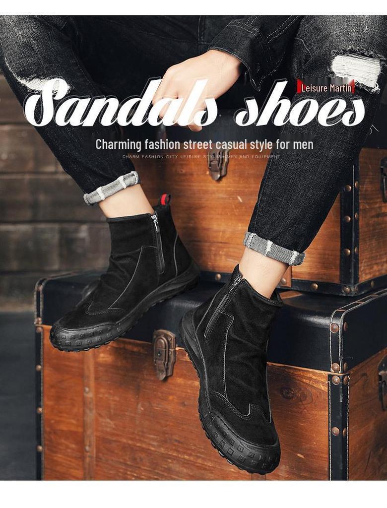 2025 Pánské semišové plátěné boty do poloviny lýtka: Odolná proti opotřebení, protiskluzová, stylová kůže pro jaro a podzim.
