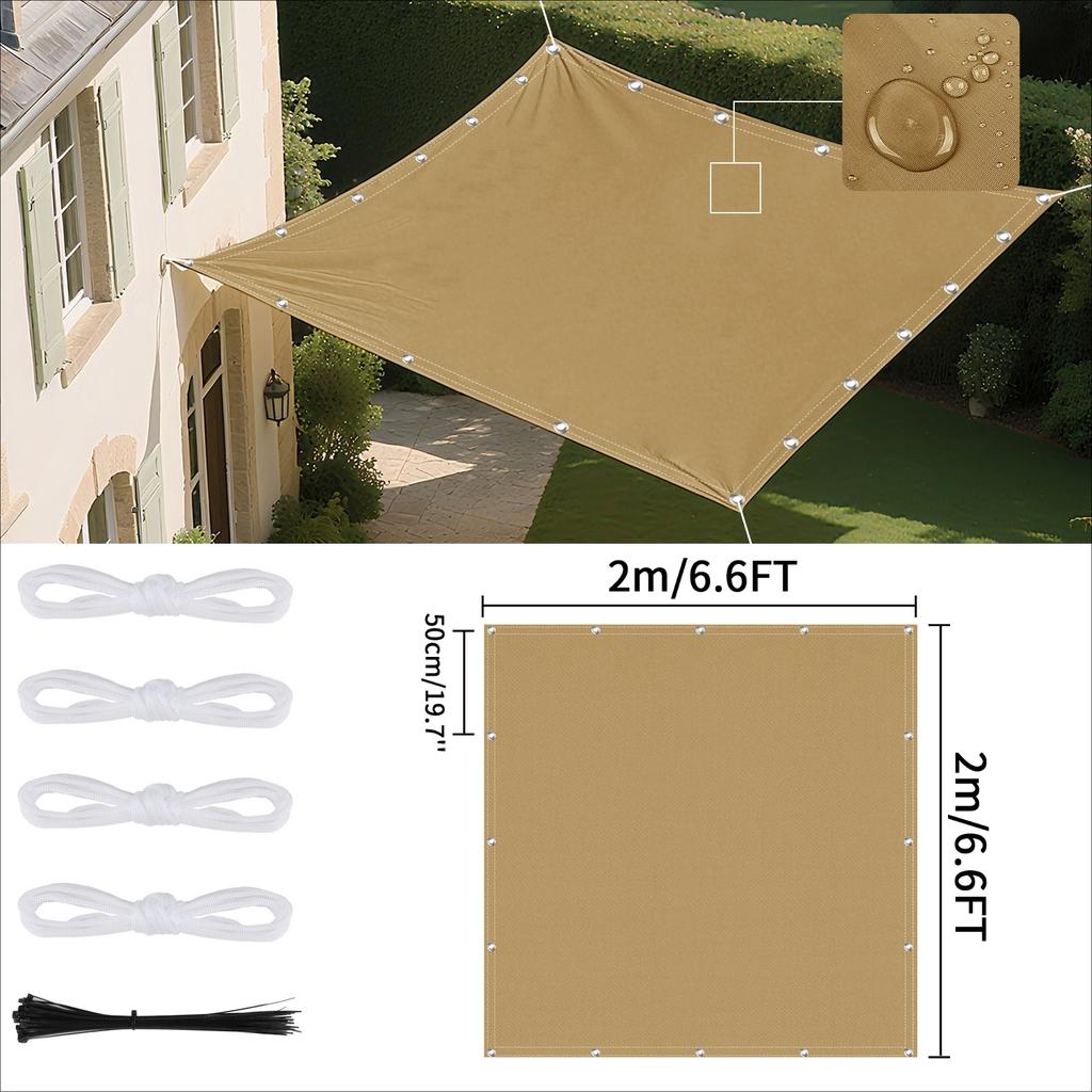 Waterproof Shade Sail with Grommets Tent Tarp Cover Sunshade Cloth Awning Canopy for Outdoor Garden Patio Camping Hiking Shelter