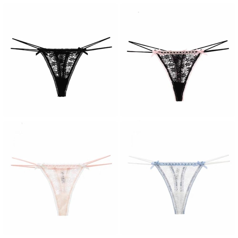 Transparent Underwear for Women Bow Panties Mesh Lace Briefs Lingerie Flower Lace Thong  Girl